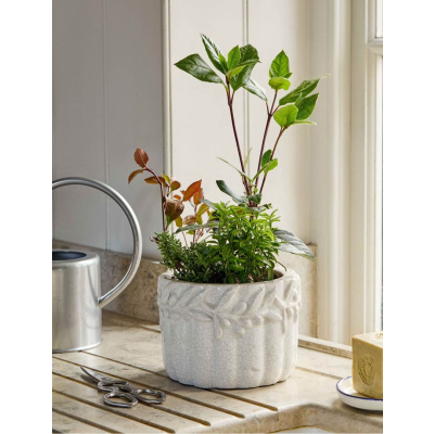 Kameninový květináč Cetara Rustic White 18 cm                    