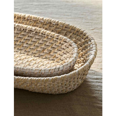                             Ratanové oválné tácy Wittering - set 2 ks                        