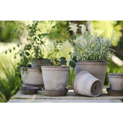                             Květináč Helena s podmiskou Raw Grey 18 cm                        