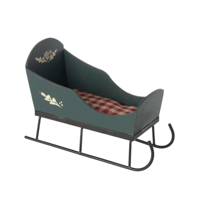 Kovové sáňky pro myšky Maileg Dark Green                    