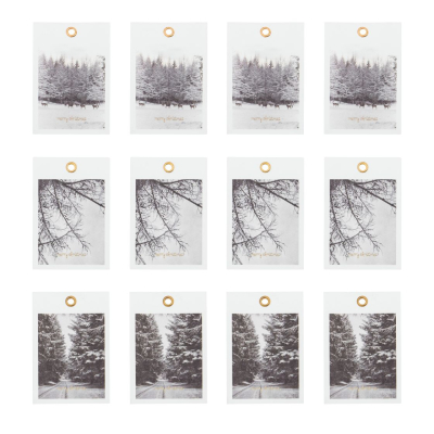 Jmenovky na dárky White Winter - 12 ks                    