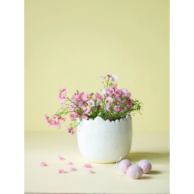                             Skořápkový květináč Mona White Melange 12 cm                        