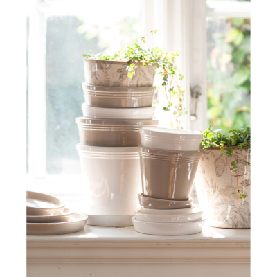                             Květináč s podmiskou Emelina White 13 cm                        