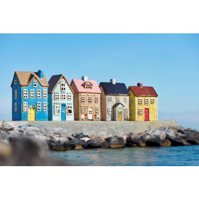                             Keramický svícen domeček s květinami Nyhavn                        