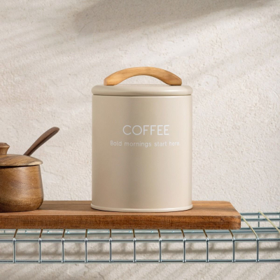                             Plechová dóza na kávu Flora Beige 900 ml                        