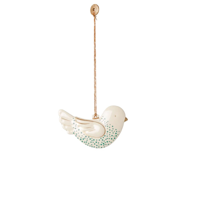 Vánoční plechová ozdoba Maileg Bird Green Dot                    
