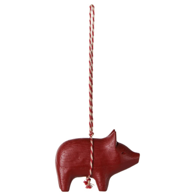 Vánoční dřevěná ozdoba Xmas Pig Red                    