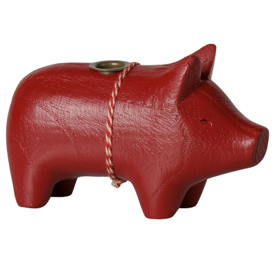                             Dřevěný svícen prasátko Pig Red Small                        