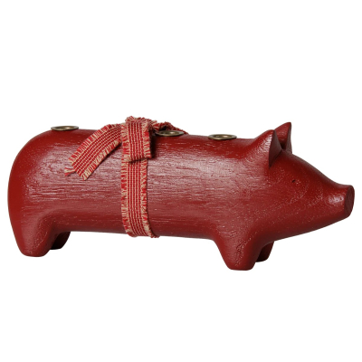                             Dřevěný adventní svícen prasátko Pig Red                        