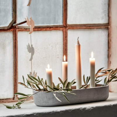 Adventní svícen Marb Grey podélný 35 cm                    