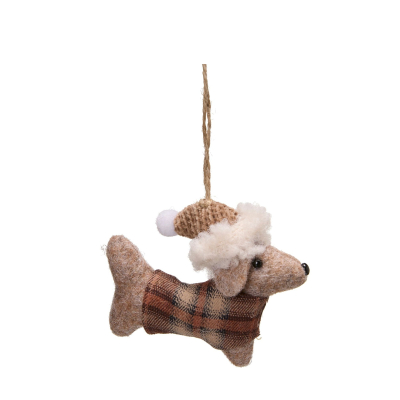 Závěsná dekorace vánoční pejsek Dog Cap Beige                    
