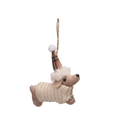Závěsná dekorace vánoční pejsek Dog Cap Chequered                    