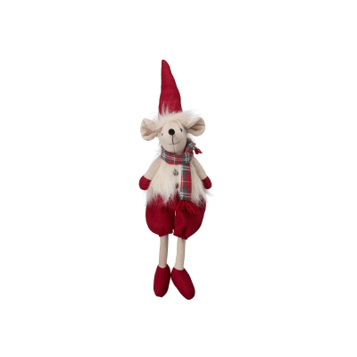 Vánoční dekorace sedící myška Mouse Boy Red                    