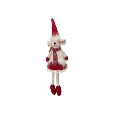 Vánoční dekorace sedící myška Mouse Girl Red                    