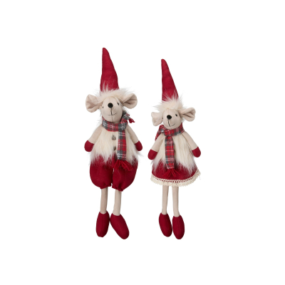                             Vánoční dekorace sedící myška Mouse Girl Red                        