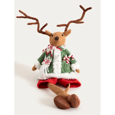 Vánoční sedící jelínek Maze Coat 53 cm                    