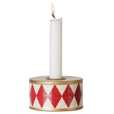 Kovový svícem Drum Red/Off-White                    