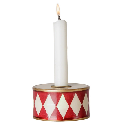 Kovový svícem Drum Off-White/Red                    