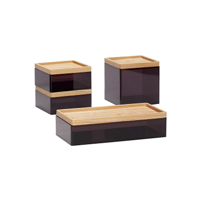 Krabičky s dřevěným víkem černé                    