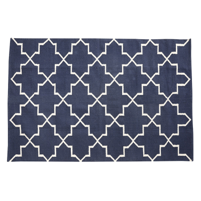 Bavlněný tkaný koberec modrý                    
