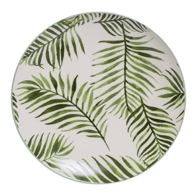 Keramický talíř Green leaf bílý                     