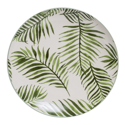 Keramický tanier Green leaf biely                    