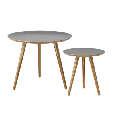 Súprava dvoch okrúhlych stolov Cortado v sivej farbe                    
