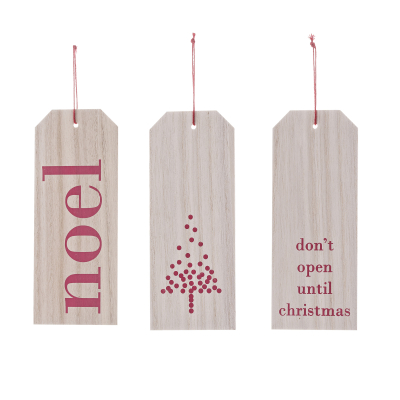 Dřevěné jmenovky na vánoční dárky Noel – set 3 ks                     