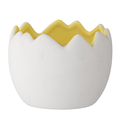 Porcelánový květináč Egg bílo-žlutý                    