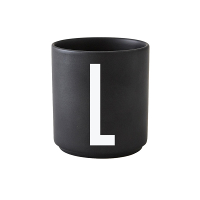 Černý porcelánový hrnek Letter L                    