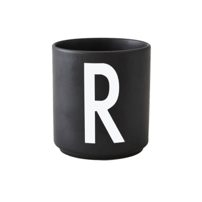 Černý porcelánový hrnek Letter R                    