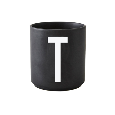 Černý porcelánový hrnek Letter T                    
