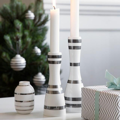                             Keramický svícen Omaggio Silver 20 cm                        