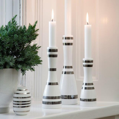                             Keramický svícen Omaggio Silver 20 cm                        