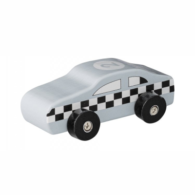 Dětská dřevěná hračka závodní auto šedé                    