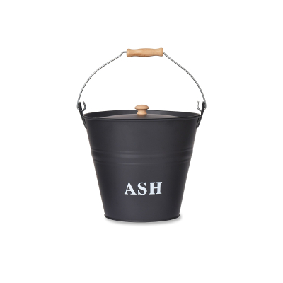                             Černý plechový kyblík s poklopem Ash                        