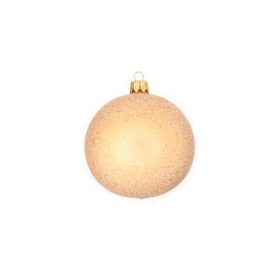 Skleněná baňka Snow krémová 8 cm, set 4 ks                            