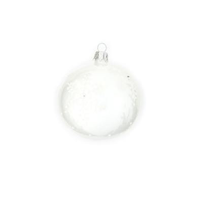 Skleněná baňka Snowflake bílá 7 cm, set 4 ks                    