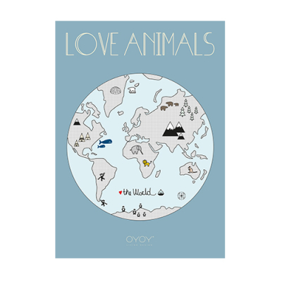 Plagát s glóbusom Love Animals                    