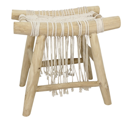 Macrame stolička z teakového dreva                    