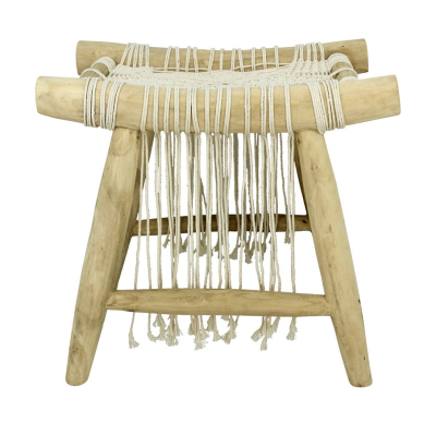                             Macrame stolička z teakového dreva                        