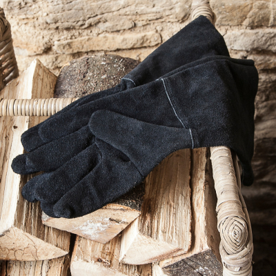 Pracovné rukavice z brúsenej kože čiernej farby                    