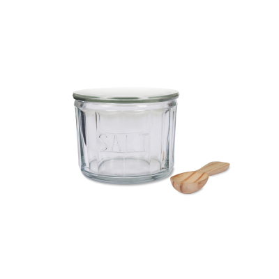                             Skleněná dózička na sůl s dřevěnou lžičkou Salt                        