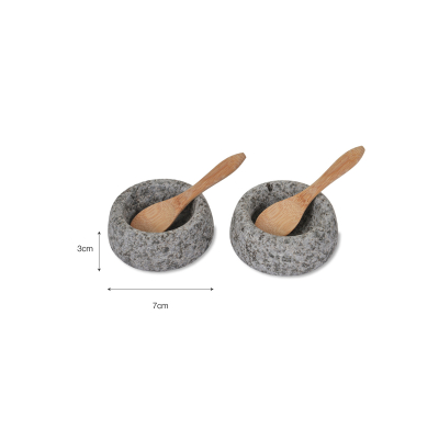                             Žulová solnička s pepřenkou a lžičkami Granite                        
