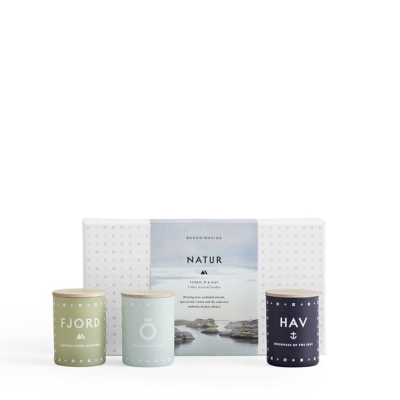                             Dárková sada NATUR – set 3 mini svíček                        