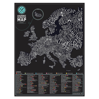 Nástěnná stírací mapa Evropy Gourmet Edition                    