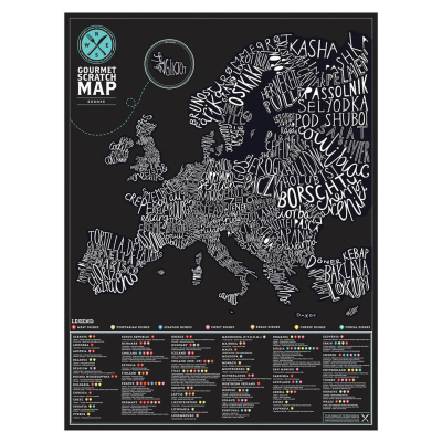 Nástenná stieracia mapa Európy Gourmet Edition                    