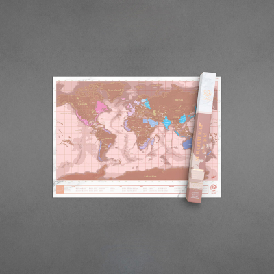 Nástěnná stírací mapa světa Rose Gold Edition                    