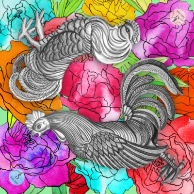 Hedvábný šátek Chicks 100x100                    