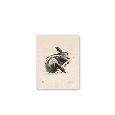 Obrázek na dřevěné kartě Hare 24x30 cm                    